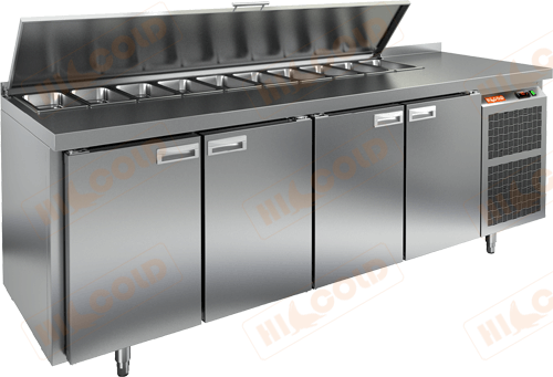 SL2-1111GN (1/6) стол для салатов охл.(+2+10), 4 двери, 2280х700х850мм, HICOLD RUS